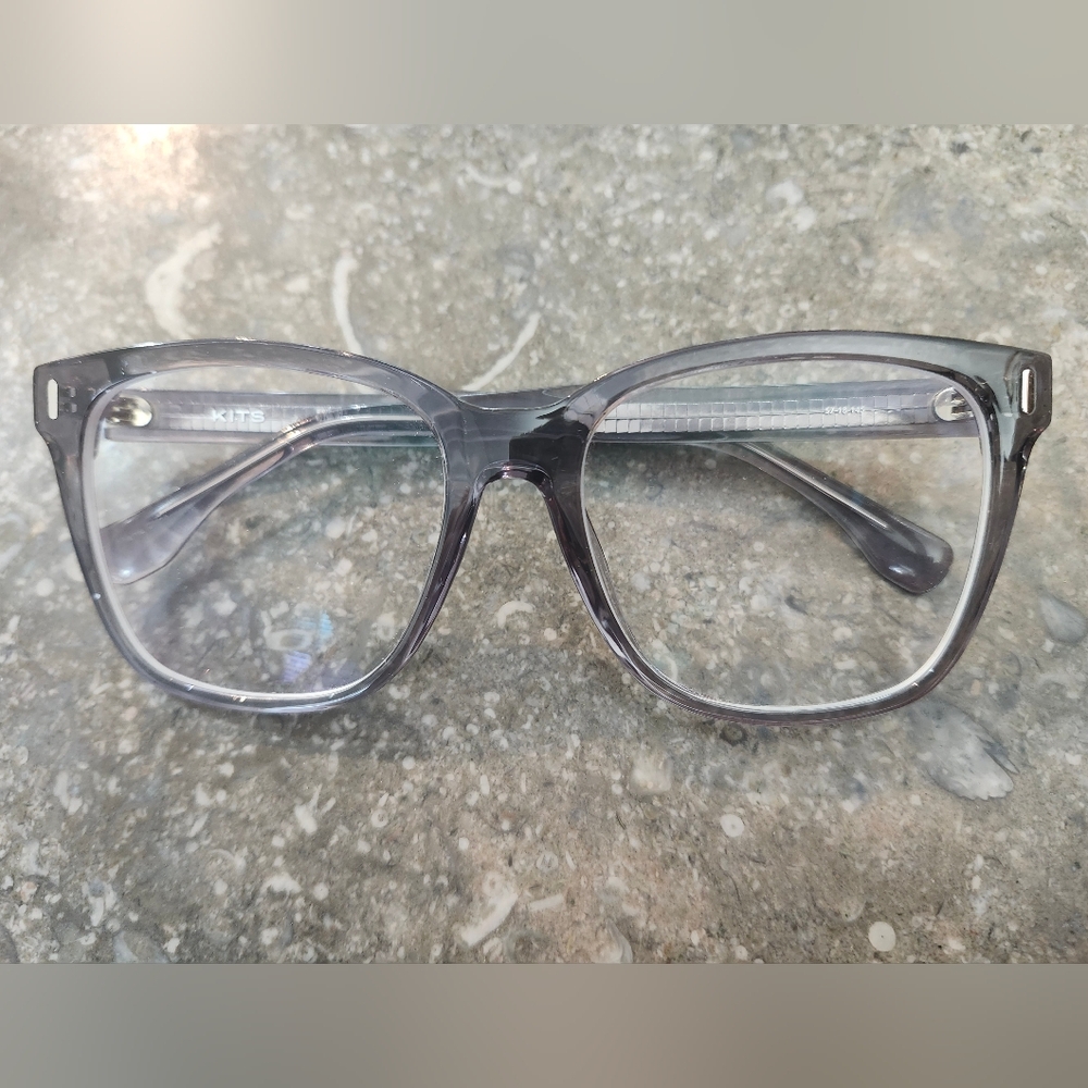 Kits Transparent Gray Full-Rim Eyeglasses